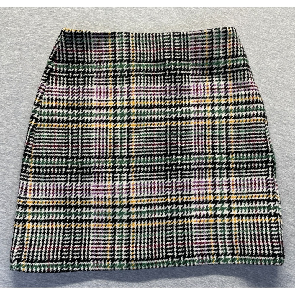 LOFT Mini Skirt Womens 0 Petite Multi Tartan Plaid Wool Plaid Summer Side Zip